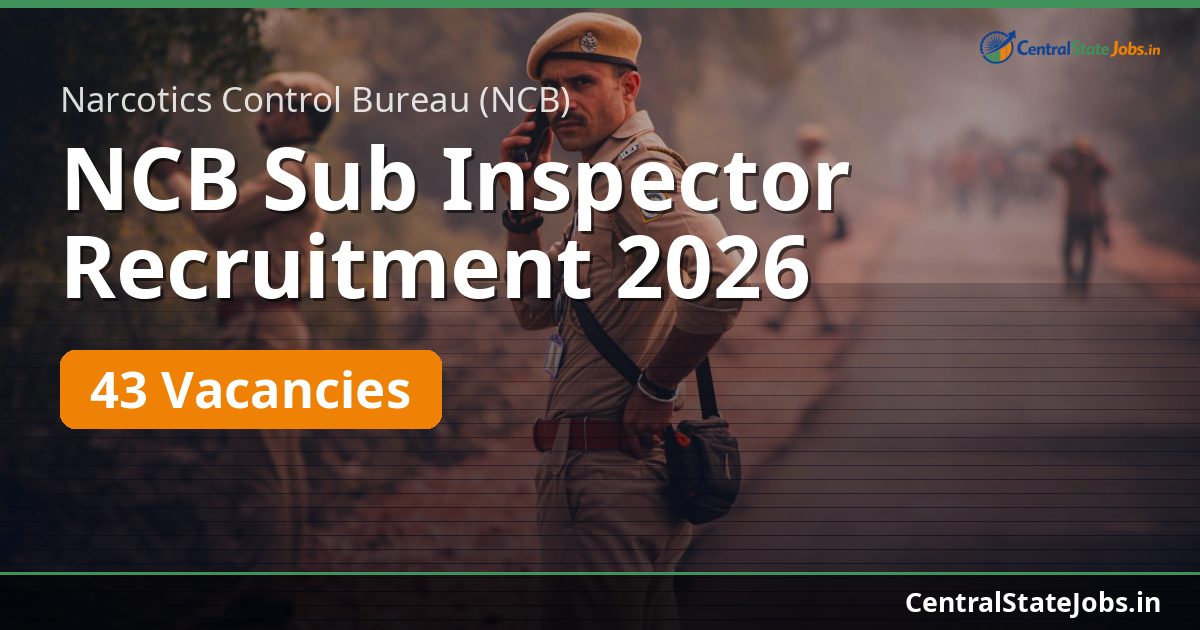 NCB Sub Inspector Recruitment 2026 — 43 Vacancies