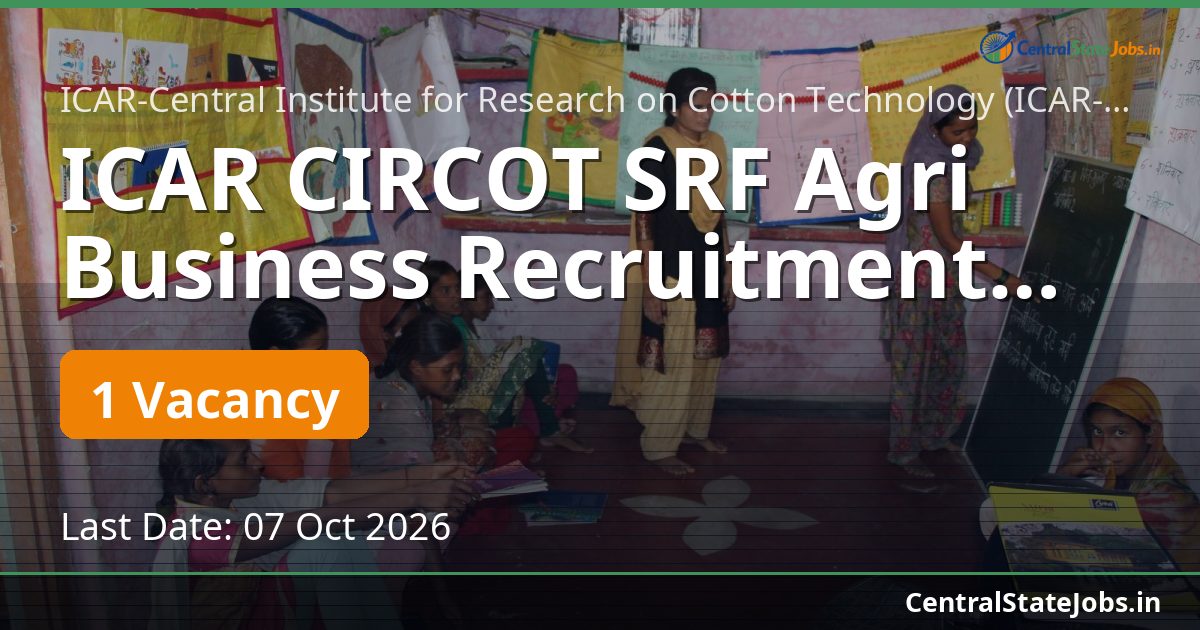 ICAR CIRCOT SRF Agri Business Recruitment 2026
