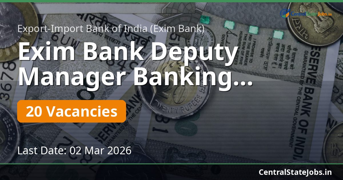 Exim Bank Deputy Manager Banking Operations Recruitment 2026