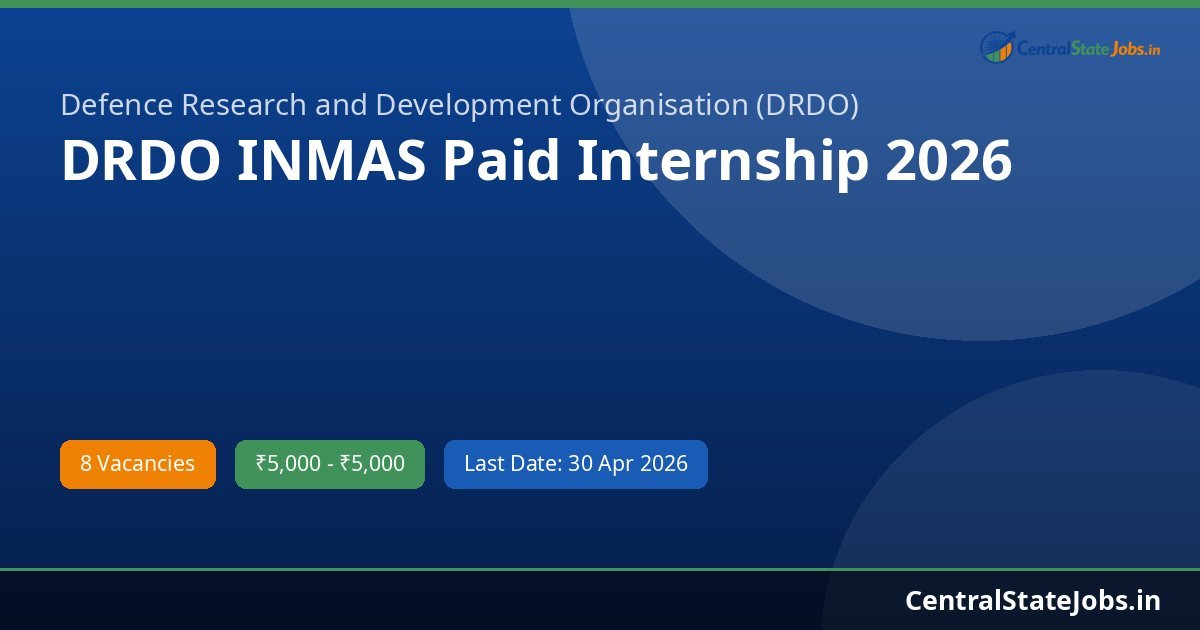 DRDO INMAS Paid Internship 2026