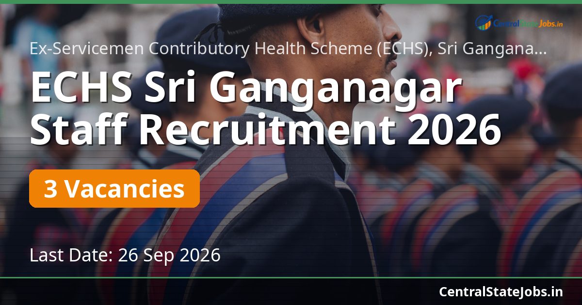 ECHS Sri Ganganagar Staff Recruitment 2026 — 3 Posts