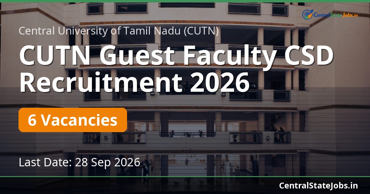 CUTN Guest Faculty CSD Recruitment 2026