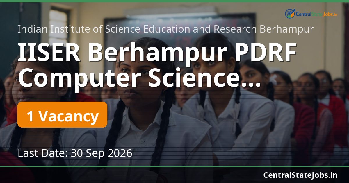 IISER Berhampur PDRF Computer Science Recruitment 2026