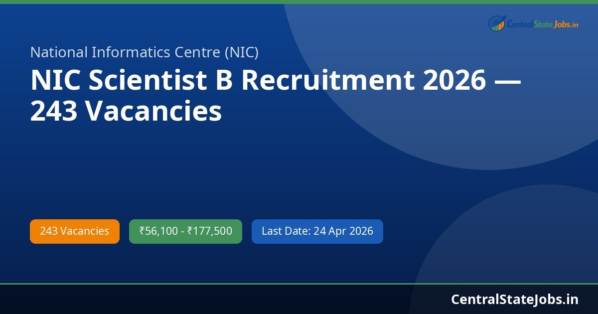 NIC Scientist B Recruitment 2026 — 243 Vacancies