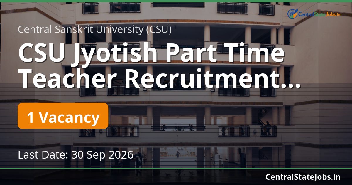 CSU Jyotish Part Time Teacher Recruitment 2026