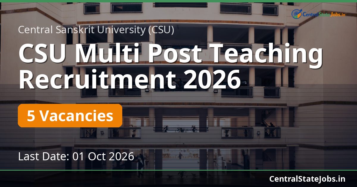 CSU Multi Post Teaching Recruitment 2026