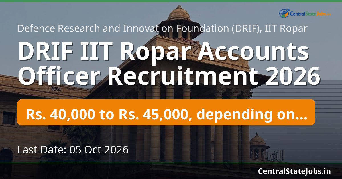 DRIF IIT Ropar Accounts Officer Recruitment 2026