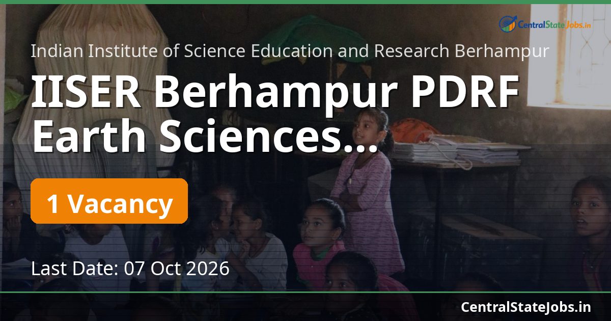 IISER Berhampur PDRF Earth Sciences Recruitment 2026