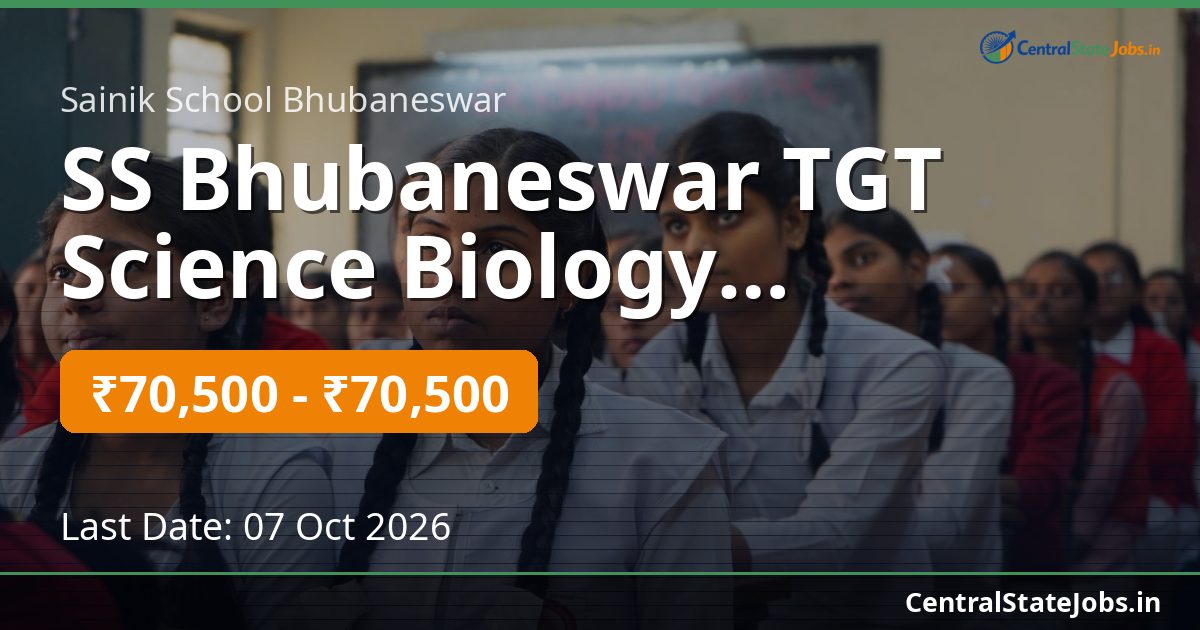 SS Bhubaneswar TGT Science Biology Recruitment 2026