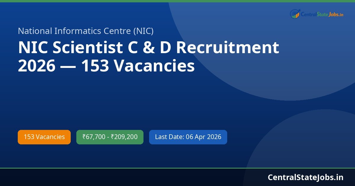 NIC Scientist C & D Recruitment 2026 — 153 Vacancies