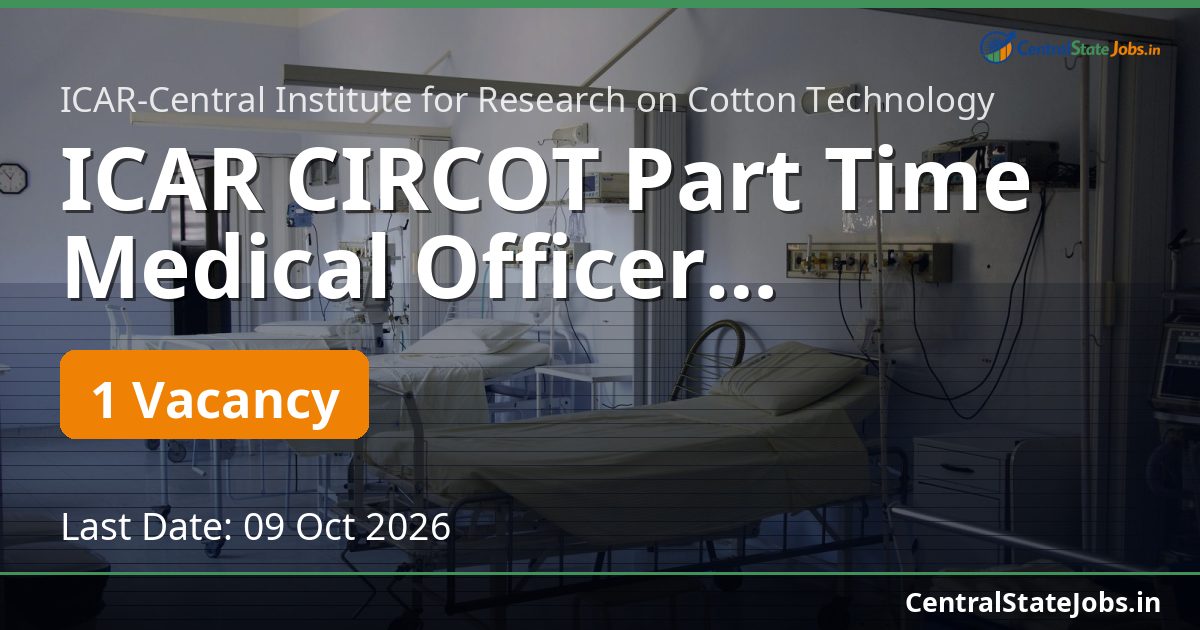 ICAR CIRCOT Part Time Medical Officer Recruitment 2026