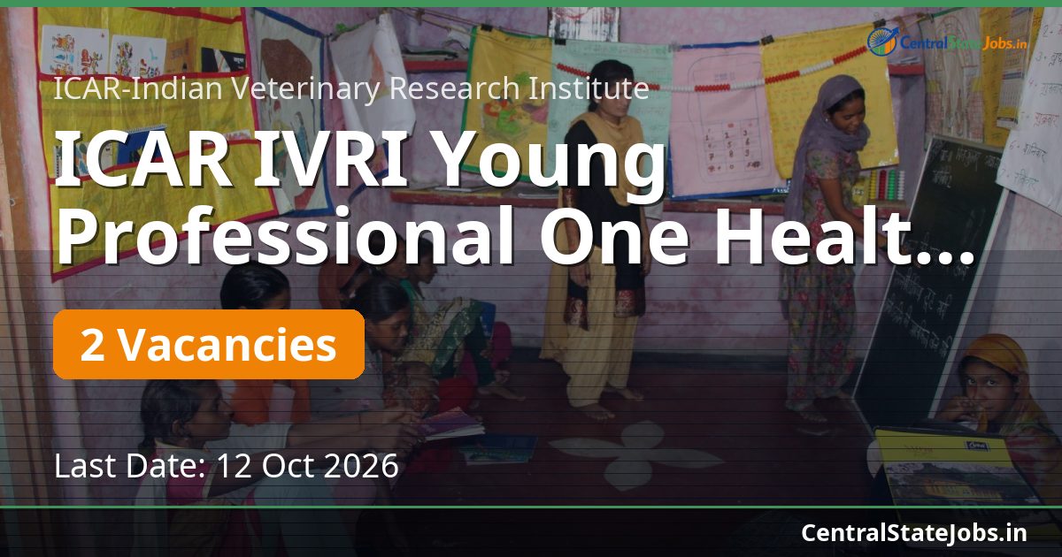 ICAR IVRI Young Professional One Health Recruitment 2026