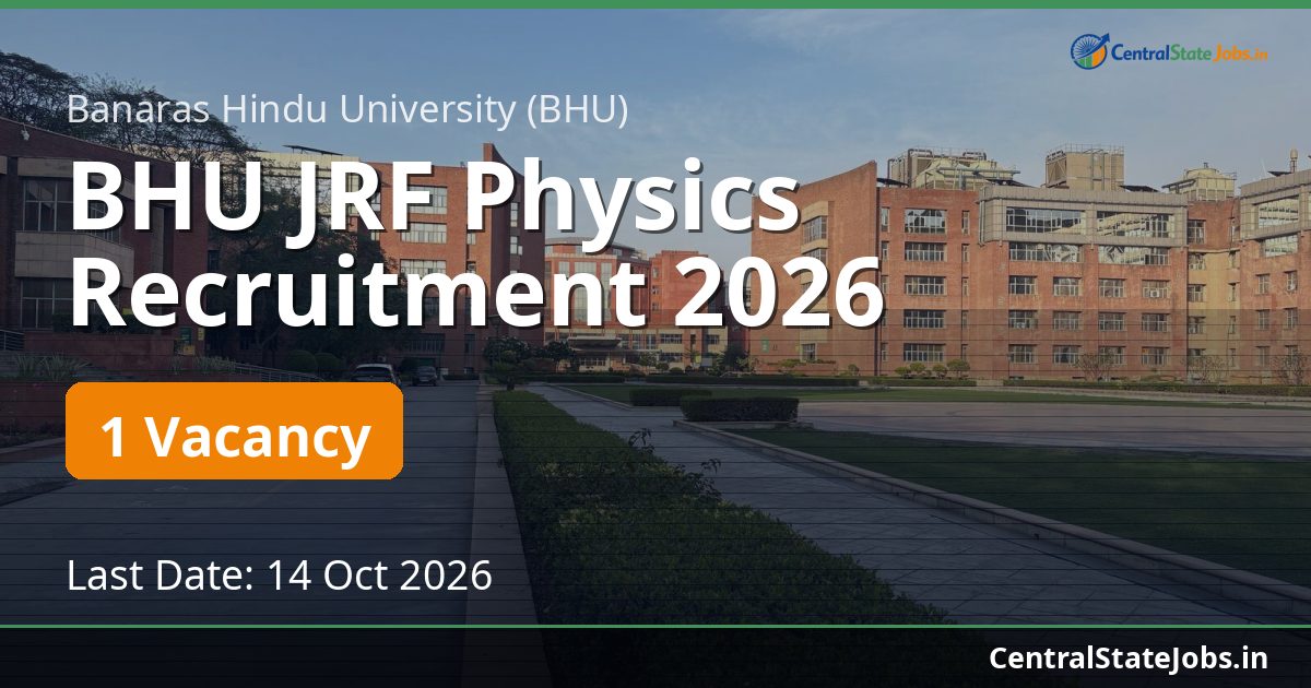 BHU JRF Physics Recruitment 2026