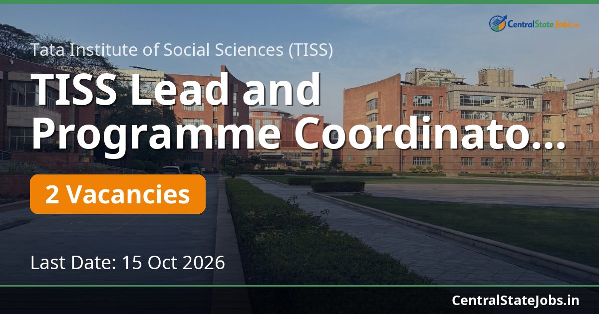 TISS Lead and Programme Coordinator YP Recruitment 2026