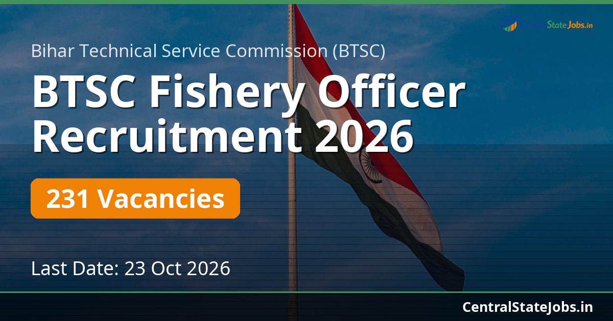 BTSC Fishery Officer Recruitment 2026 — 231 Vacancies
