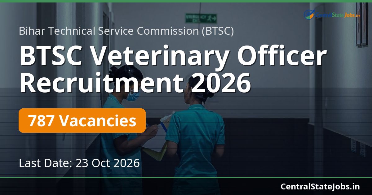 BTSC Veterinary Officer Recruitment 2026 — 787 Vacancies