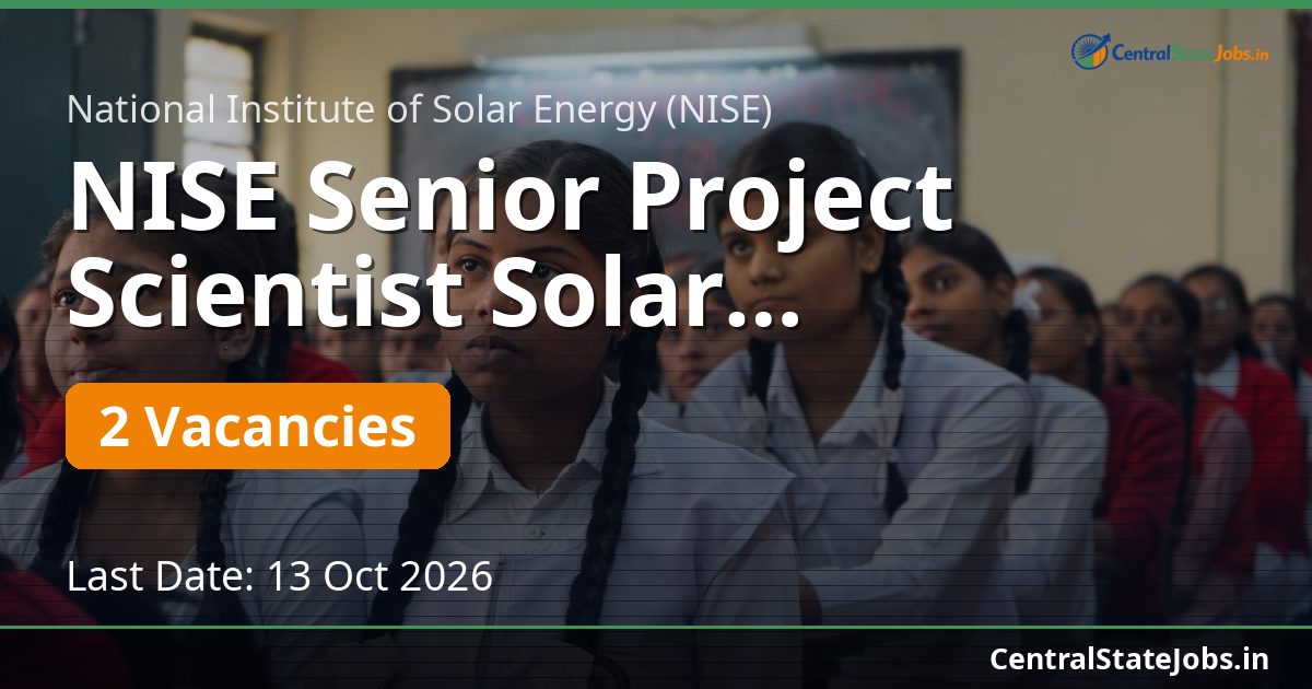 NISE Senior Project Scientist Solar Forecasting 2026