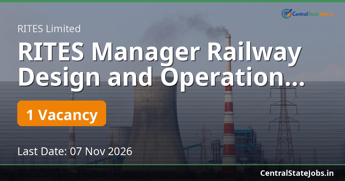 RITES Manager Railway Design and Operation Recruitment 2026