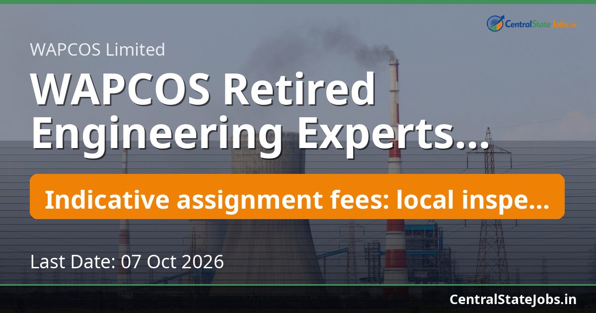 WAPCOS Retired Engineering Experts Recruitment 2026