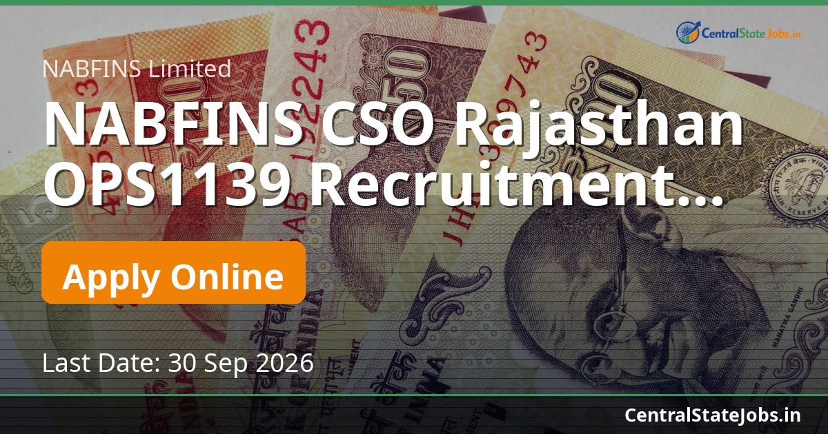NABFINS CSO Rajasthan OPS1139 Recruitment 2026