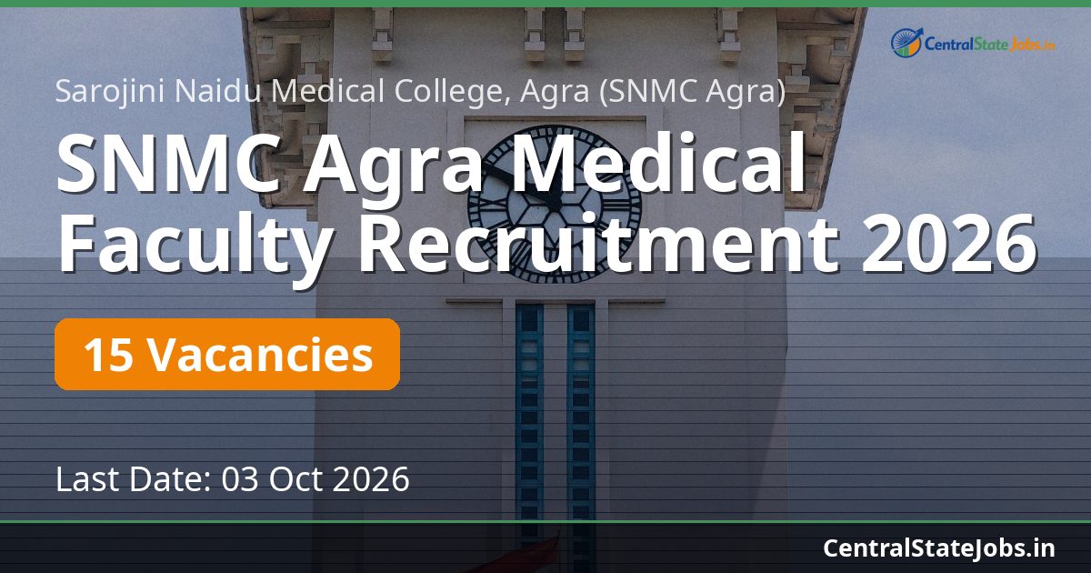 SNMC Agra Medical Faculty Recruitment 2026