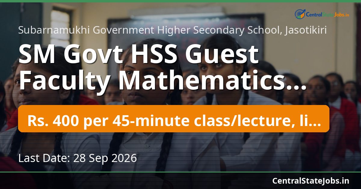 SM Govt HSS Guest Faculty Mathematics Recruitment 2026