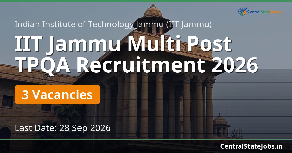 IIT Jammu Multi Post TPQA Recruitment 2026