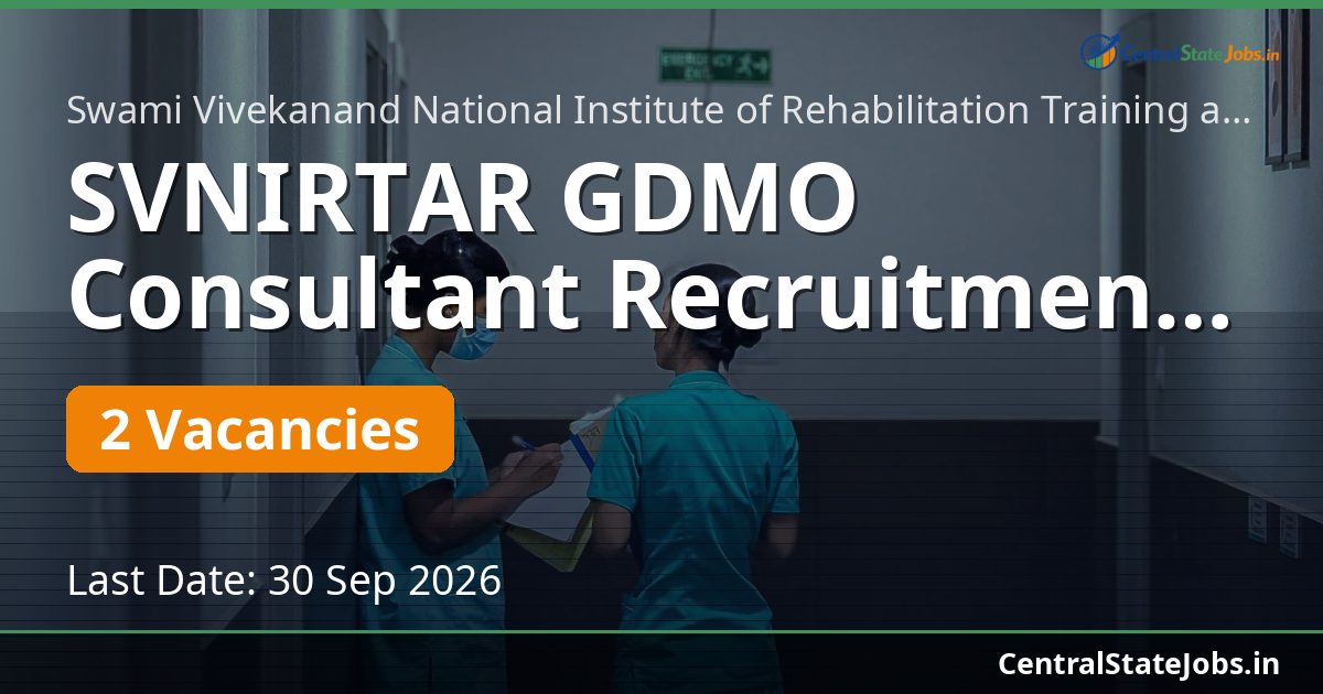 SVNIRTAR GDMO Consultant Recruitment 2026