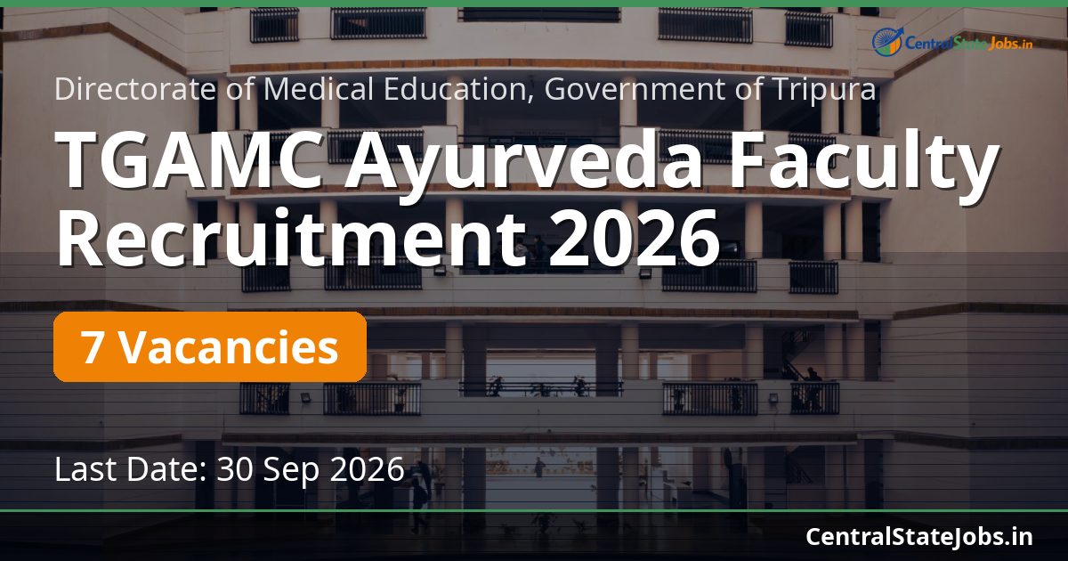 TGAMC Ayurveda Faculty Recruitment 2026