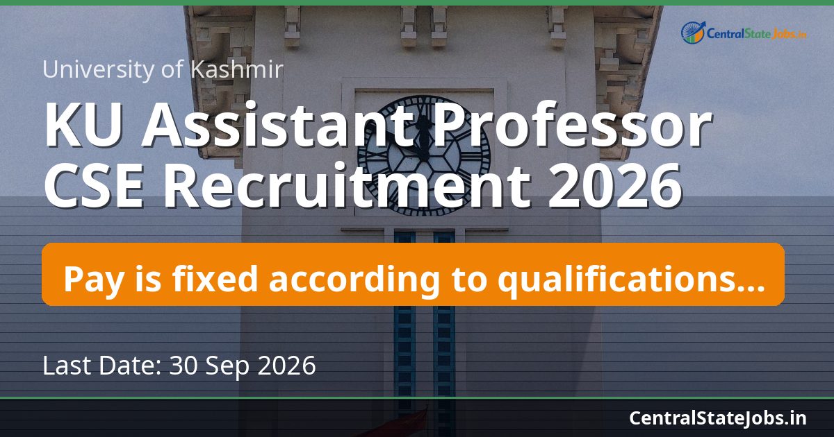KU Assistant Professor CSE Recruitment 2026