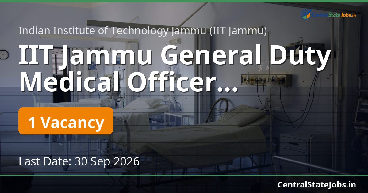 IIT Jammu General Duty Medical Officer Recruitment 2026
