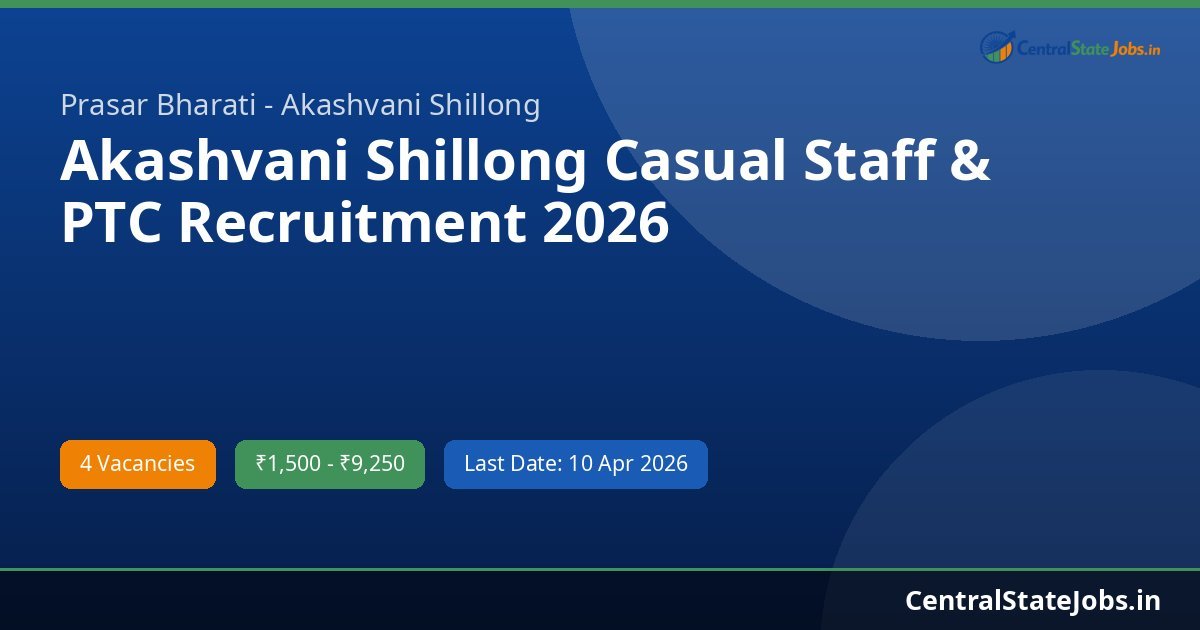 Akashvani Shillong Casual Staff & PTC Recruitment 2026