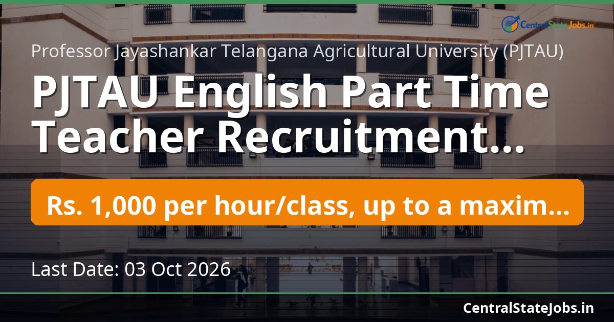 PJTAU English Part Time Teacher Recruitment 2026