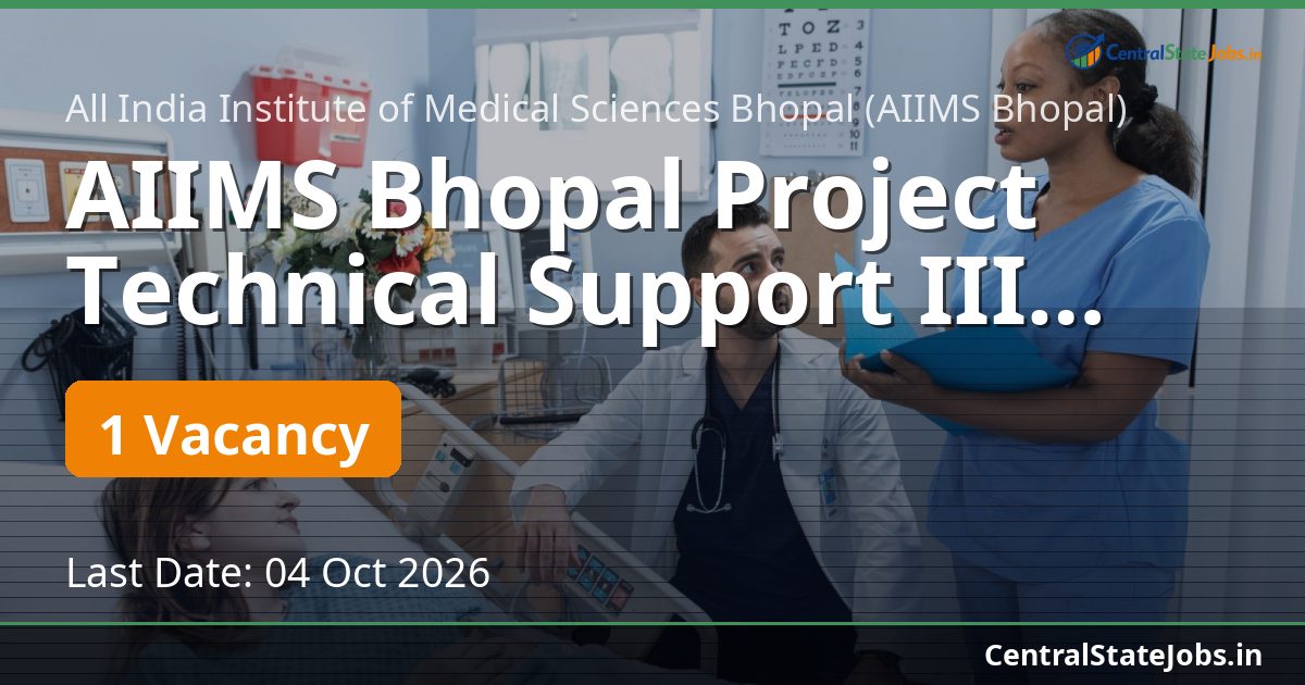 AIIMS Bhopal Project Technical Support III Recruitment 2026