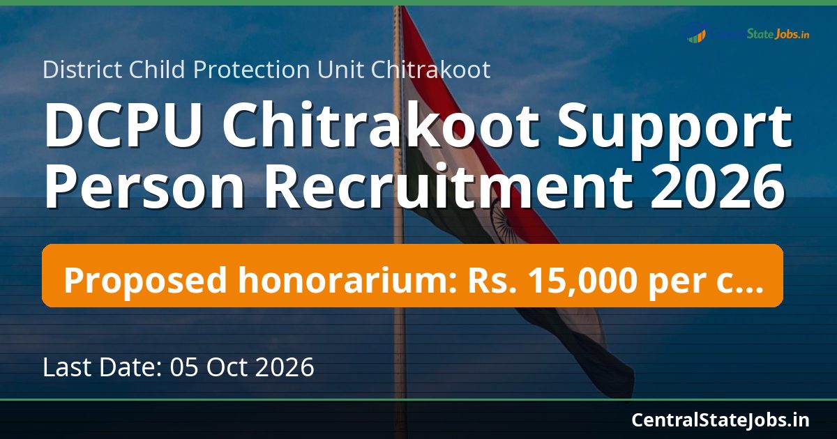 DCPU Chitrakoot Support Person Recruitment 2026