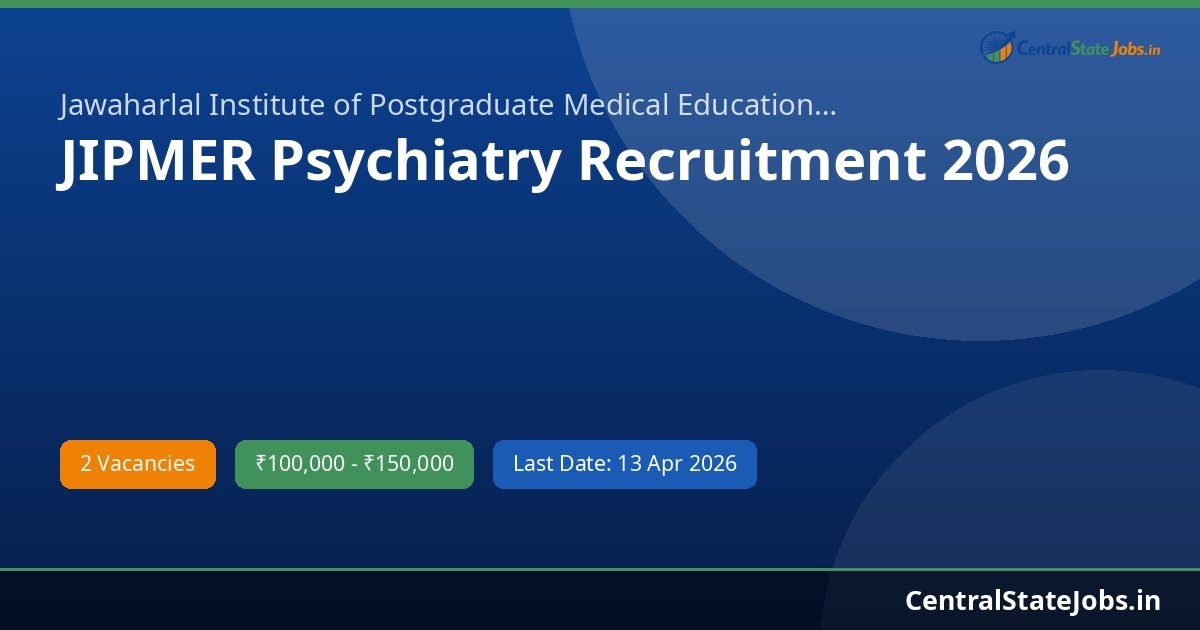 JIPMER Psychiatry Recruitment 2026