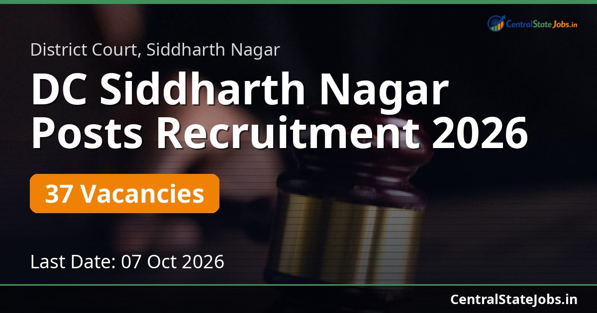 DC Siddharth Nagar Posts Recruitment 2026 — 37 Vacancies