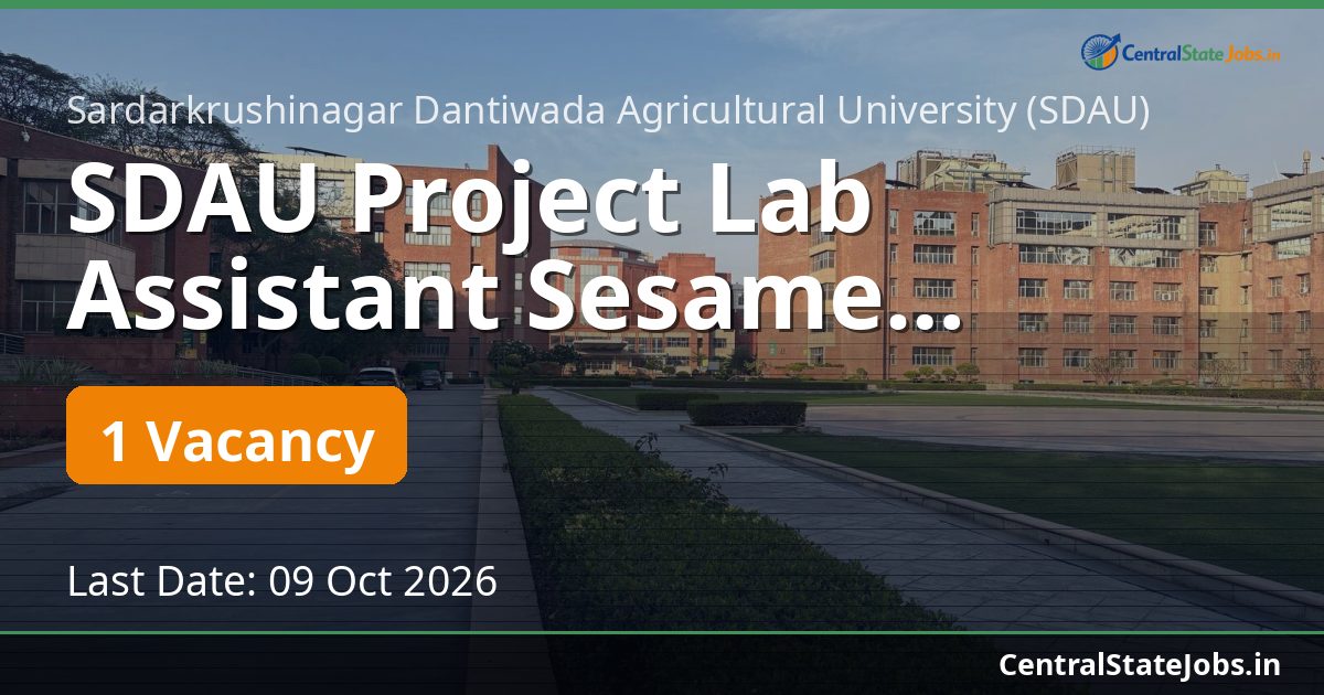 SDAU Project Lab Assistant Sesame Recruitment 2026