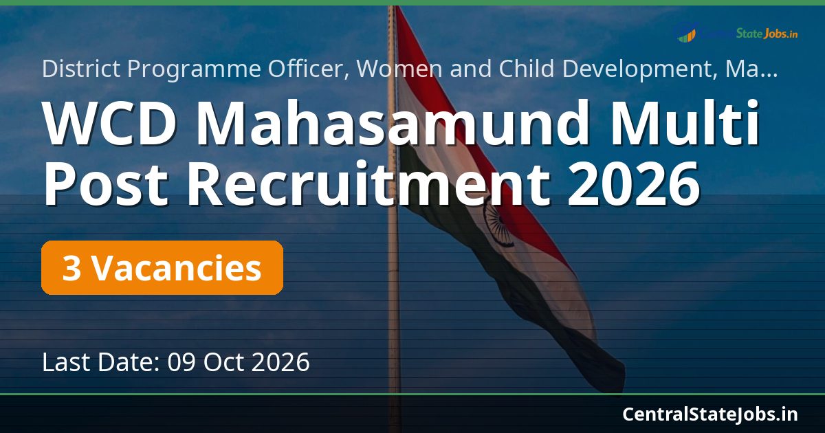 WCD Mahasamund Multi Post Recruitment 2026