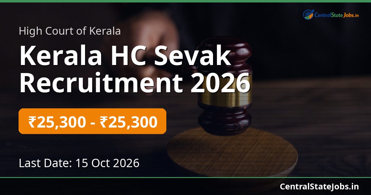 Kerala HC Sevak Recruitment 2026