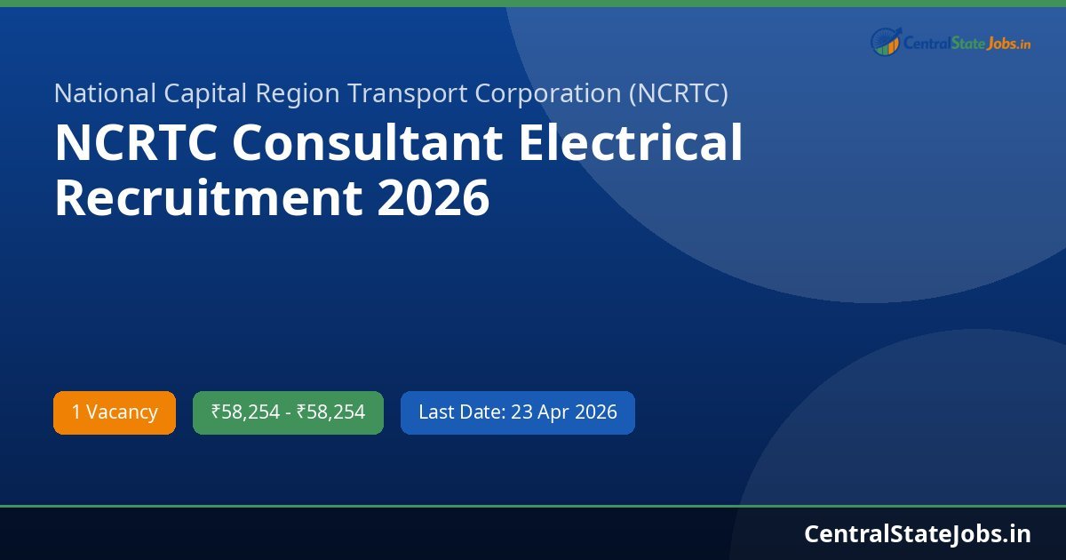 NCRTC Consultant Electrical Recruitment 2026