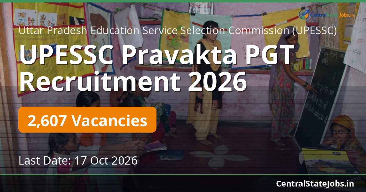 UPESSC Pravakta PGT Recruitment 2026 — 2607 Vacancies
