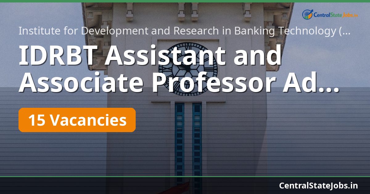 IDRBT Assistant and Associate Professor Advt 03/2026
