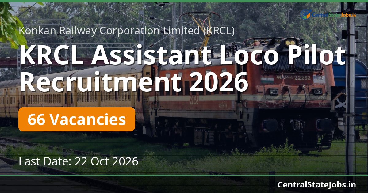 KRCL Assistant Loco Pilot Recruitment 2026 — 66 Vacancies