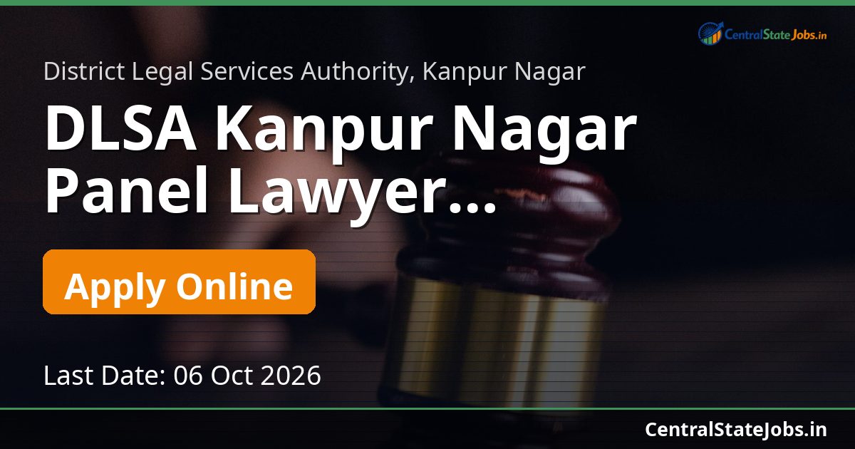 DLSA Kanpur Nagar Panel Lawyer Recruitment 2026