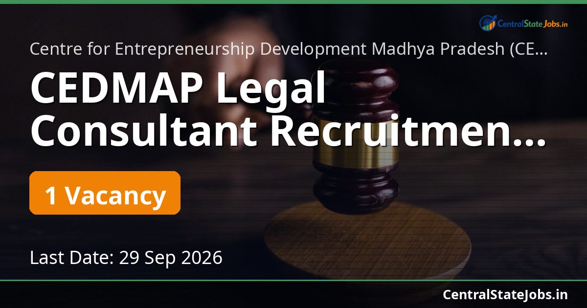 CEDMAP Legal Consultant Recruitment 2026