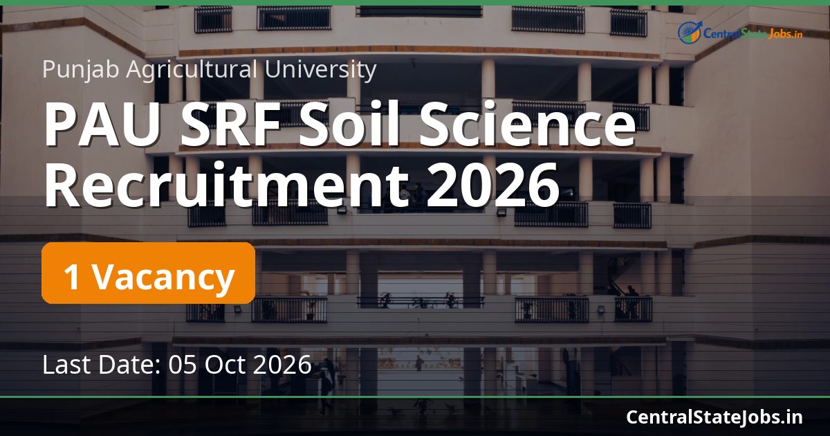 PAU SRF Soil Science Recruitment 2026