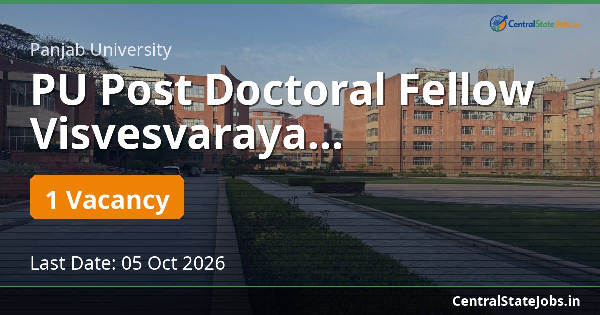 PU Post Doctoral Fellow Visvesvaraya Recruitment 2026
