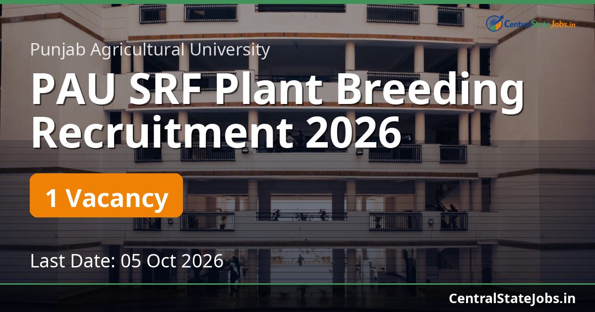 PAU SRF Plant Breeding Recruitment 2026