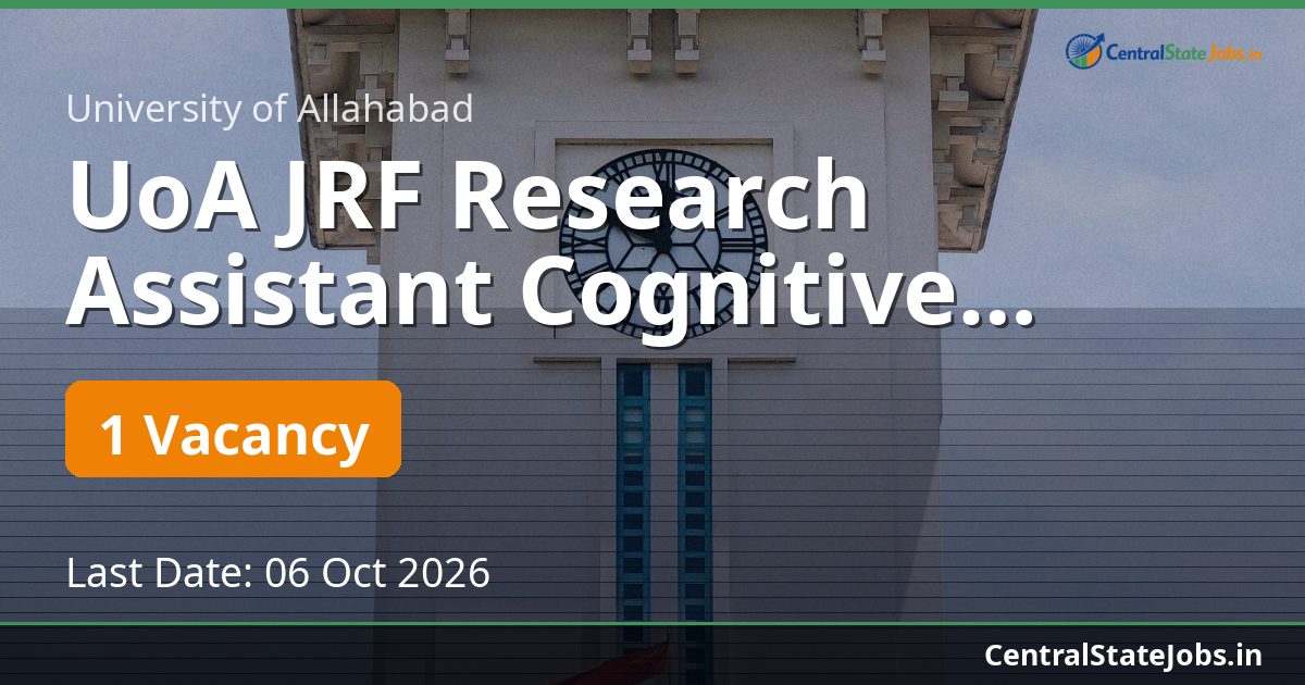 UoA JRF Research Assistant Cognitive Science Recruitment 2026